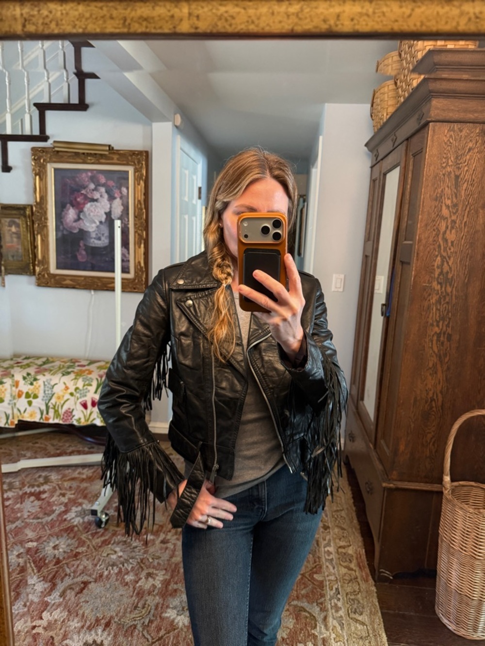 Vintage Black Fringe Leather Jacket - Women’s Western Style size small - Picture 6 of 6